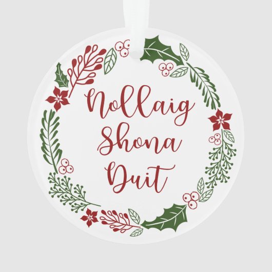 Gaelic Merry kerst Wreath, Nollaig shona duit Ornament (achterkant)