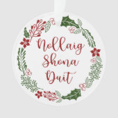 Gaelic Merry kerst Wreath, Nollaig shona duit Ornament (voorkant)