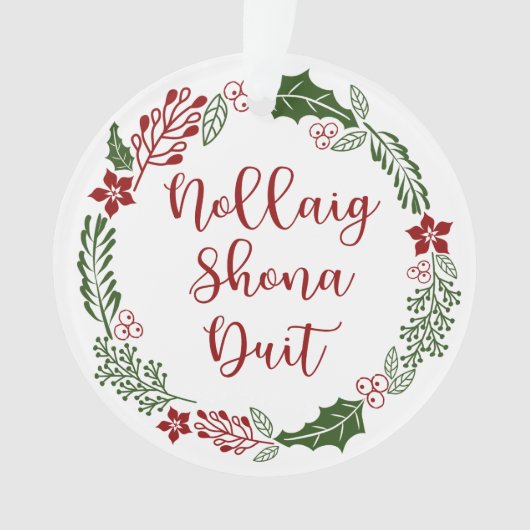 Gaelic Merry kerst Wreath, Nollaig shona duit Ornament (voorkant)