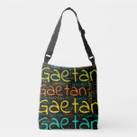 Gaetan Crossbody Tas<br><div class="desc">Gaetan. Show and wear this popular beautiful male first name designed as colorful wordcloud made of horizontal and vertical cursive hand lettering typography in different sizes and adorable fresh coBijgevolg. Wear your positieve french name or show the world whom you love or is geweldig. Merch with this soft text artwork...</div>