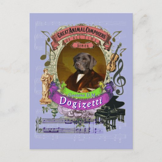 Gaetano Dogizetti Dog Animal Composer Donizetti Briefkaart (Voorkant)