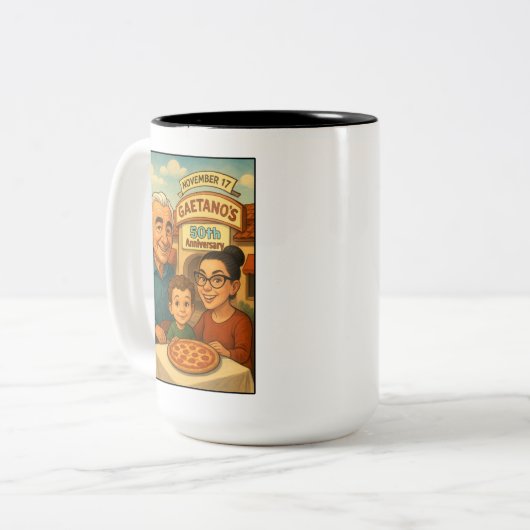 Gaetano's van Tierrasanta 50e Jubileum Mok (Voorkant links)