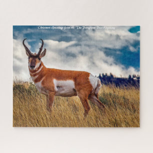 Gaffelhoorn herten Wyoming. Kerstgroeten Legpuzzel
