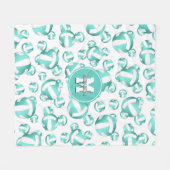 gaffelkturquoise wit volleybalballpatroon fleece deken (Voorkant (Horizontaal))