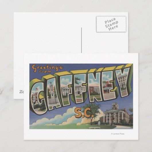 Gaffney, South Carolina - Large Letter Scenes Briefkaart (Voorkant / Achterkant)