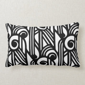 GaG Art Deco Lumbar Pillow - White on Black Kussen