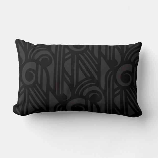 GaG Art Deco Lumbar Pillow - zwart op zwart Kussen (Voorkant)