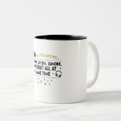 Gag geschenken voor baas Ik ben multitasking... Tweekleurige Koffiemok (Voorkant rechts)