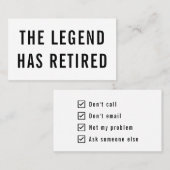 Gag Humor Funny Retirement de Legende heeft gepens Visitekaartje (Voorkant / Achterkant)