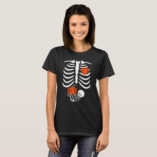 Gag Thanksgiving Pregnancy Announcement  Skeleton  T-shirt (Voorkant volledig)
