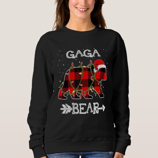 Gaga Bear  Red Buffalo Plaid Mom Bear Pajama Trui (Voorkant)