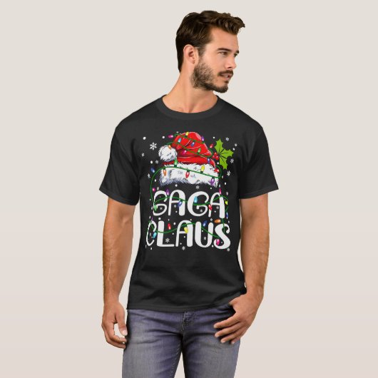 Gaga Claus Kerstmis Licht Pajama Family Matchin T-shirt (Voorkant volledig)
