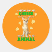 Gaga & Grumps Kaas Dierlijk Grappige Oranje Chihua Ronde Sticker (Voorkant)