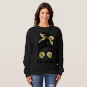 Gaga Leven Messy Haar Bun Zonnebloem Vrouwen Moede Trui (Voorkant volledig)