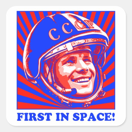 Gagarin Г Ю г и Vierkante Sticker (Voorkant)