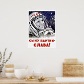 Gagarin in de ruimte, ruimtewedloop, Sovjetpropaga Poster (Keuken)