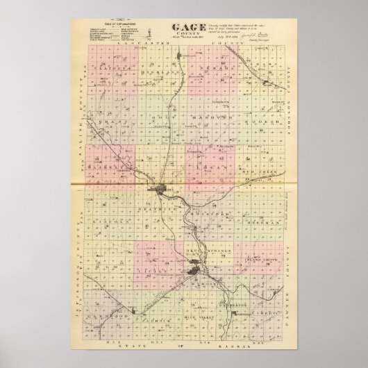 Gage County, Nebraska Poster (Voorkant)