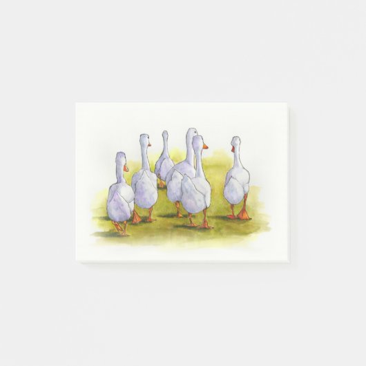 Gaggle of Gese Walking Away, Waterverf Painting Post-it® Notes (Voorkant)