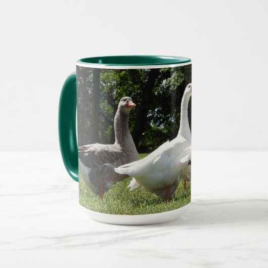 Gaggle van gedomesticeerde ganzen mok (Voorkant links)