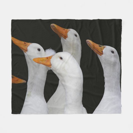 Gagle van Witte Eenden met Oranje Bills Fleece Deken (Voorkant (Horizontaal))