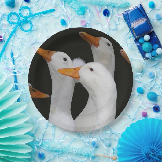 Gagle van Witte Eenden Papieren Bordje (Feest)
