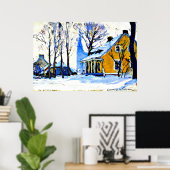 Gagnon - Canadian Village, Grey Day, Poster (Thuiskantoor)