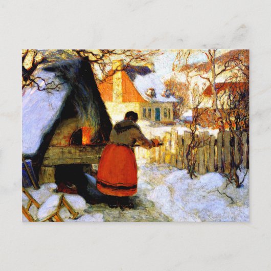 Gagnon - Heating the Oven, Winter Scene Briefkaart (Voorkant)