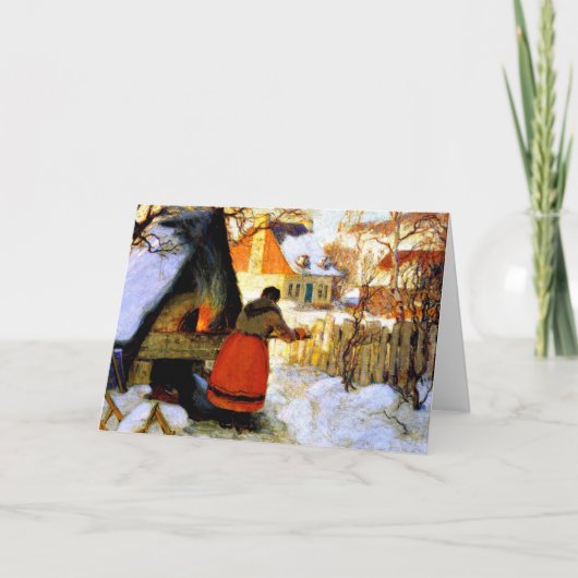 Gagnon - Heating the Oven, Winter Scene Feestdagen Kaart (Voorkant)