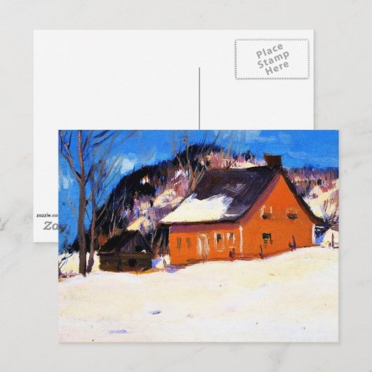 Gagnon - Het Rode Huis, mooie kunst, Briefkaart (Voorkant / Achterkant)