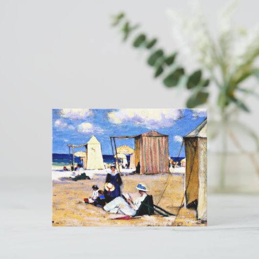 Gagnon - The Beach at Dinard, fine art Briefkaart (Staand voorkant)