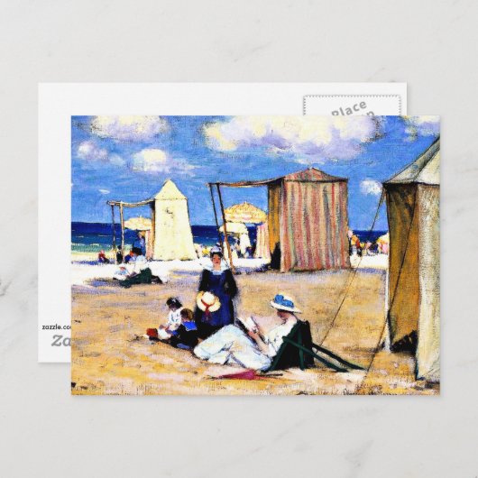 Gagnon - The Beach at Dinard, fine art Briefkaart (Voorkant / Achterkant)