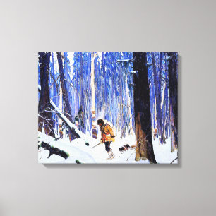 Gagnon - Trapper in de bossen Canvas Afdruk