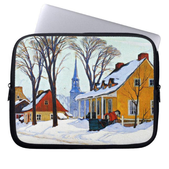 Gagnon - Winter Morning, Baie-Saint Paul Laptop Sleeve (Voorkant)
