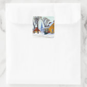 Gagnon - Winter Morning, Baie-Saint Paul, Vierkante Sticker (Tas)