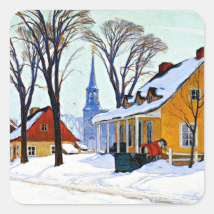Gagnon - Winter Morning, Baie-Saint Paul, Vierkante Sticker