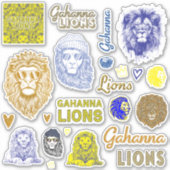 Gahanna Leeuwen Blauw en Geel Vinyl Sticker Blad (Voorkant)