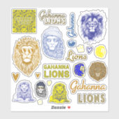 Gahanna Leeuwen Blauw en Geel Vinyl Sticker Blad (Vel)