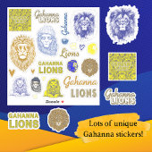 Gahanna Leeuwen Blauw en Geel Vinyl Sticker Blad
