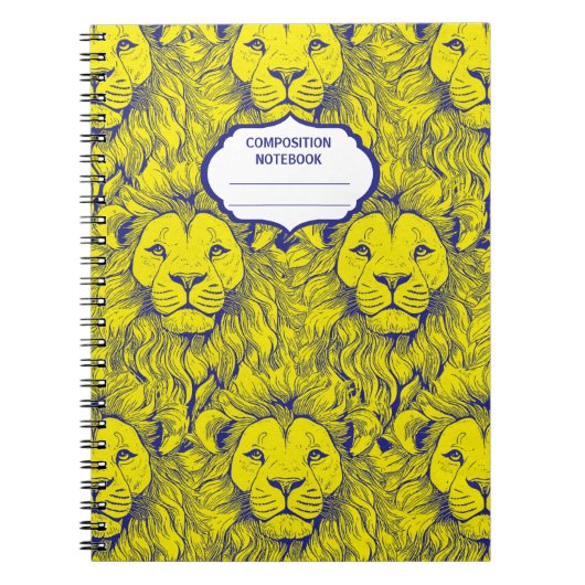 Gahanna Leeuwen Retro Patroon Blauwe Gele Spiraal Notitieboek (Voorkant)