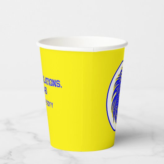 Gahanna Lincoln Leeuwen Geel en Blauw Afstudeerder Papieren Bekers (Rechts)