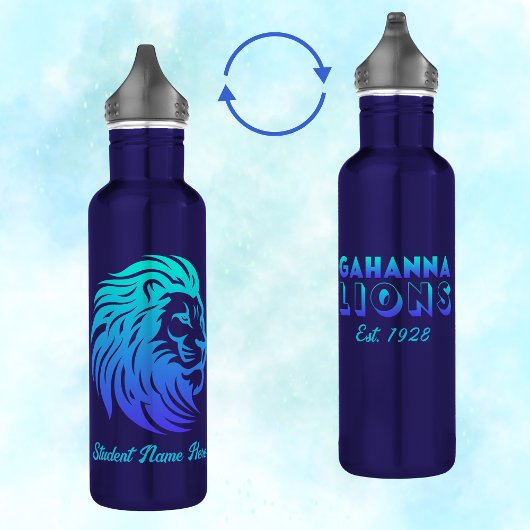 Gahanna Lions Blue Gradient Personalized Waterfles