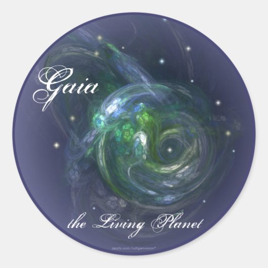 GAIA DE LEVENDE PLANET RONDE STICKER (Voorkant)