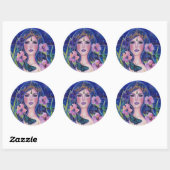 Gaia godin met koetsvogels van Renee Lavoie Ronde Sticker (Vel)