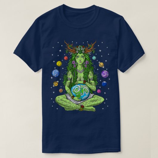 Gaia Greek Goddess Pagan Moeder Earth Hippie Natur T-shirt (Design voorkant)