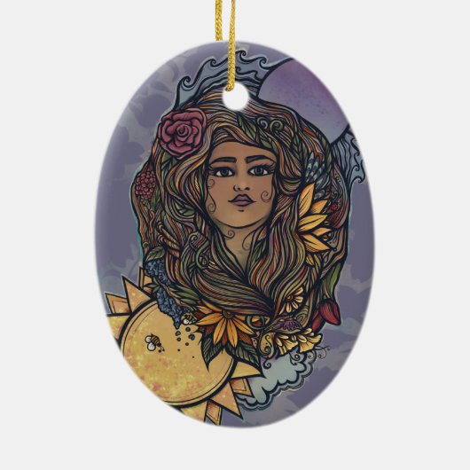 Gaia moeder Earth Goddess Tarot de wereld Keramisch Ornament (Achterkant)