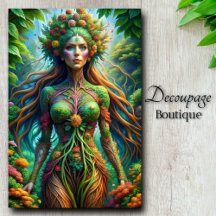 Gaia's Ontwaakte Levendige Natuur Godin Decoupage