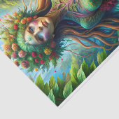 Gaia's Ontwakende Levendige Natuur Godin Decoupage Tissuepapier (Detail)