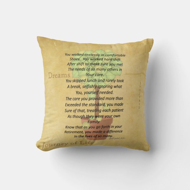 Gail Gabel, in ruste, Nurse Poem Pillow, RN Kussen (Voorkant)