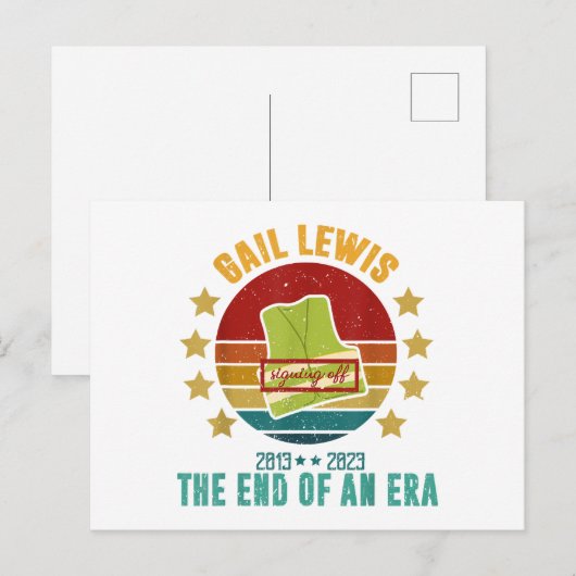 Gail Lewis, wij groeten u, het einde van een tijdp Feestdagenkaart (Voorkant / Achterkant)