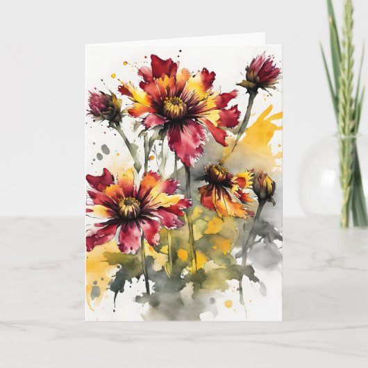 Gaillardia - Waterverf bloemen Kaart (Voorkant)